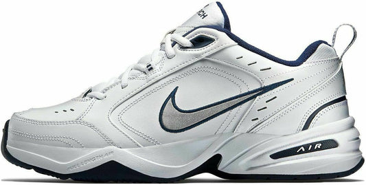 Men'S Air Monarch IV Walking Shoes, White/Metallic Silver/Navy, Size 8